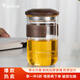 全度（Quandu） 辦公杯茶杯玻璃杯辦公室水杯子過濾喝茶水分離杯泡綠茶紅茶杯 胡桃木三件杯透明色350ml