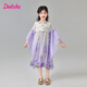笛莎（DEESHA）童裝女童連衣裙2025春季新款兒童中大童優(yōu)雅國風(fēng)飄逸長(cháng)袖裙 米色 130