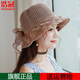 浩冠 夏天帽子女可折疊圓頂遮陽帽韓版鏤空草帽大蝴蝶結(jié)盆帽子女士優(yōu)雅禮帽 駝色 (56-58)