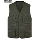 烈焰戰隊馬甲 男士中年春秋純棉多口袋釣魚(yú)馬夾背心 中老年居家休閑坎肩 淺軍綠色（01款） XXL（建議體重130-145斤）