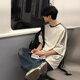OEMG 重磅260g短袖t恤男夏季新款三條杠寬松五分袖情侶痞帥潮流牌體恤 花灰色 XL [建議125-140斤]