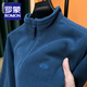 羅蒙（ROMON）搖粒絨拉鏈半高領(lǐng)衛衣男秋冬季運動(dòng)休閑上衣服加厚抓絨外套立領(lǐng)潮 【單件裝】深藍色 2XL /180碼