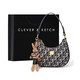 CLEVER & KETCH高級感刺繡腋下包女2025新款洋氣百搭斜挎單肩包月牙包生日禮物 黑色【配送掛件】