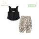 班喜迪女童夏裝套裝2026新款寶寶無(wú)袖背心小童七分褲夏季兒童衣服兩件套 黑色 90