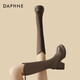 達(dá)芙妮（DAPHNE）長(zhǎng)靴女秋款單靴2023秋季新款粗跟彈力靴絨面高筒不過(guò)膝騎士靴 咖色跟高8.5cm 37 (235mm) 標(biāo)準(zhǔn)碼