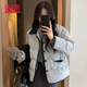 UKMR棉服棉衣女2025短款小個子冬季韓版寬松外套棉服棉襖面包服保暖 奶藍色【棉服】  S 【80斤-105斤】