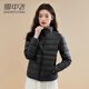雪中飛短款輕薄立領(lǐng)羽絨服女款2024冬季新款休閑純色百搭保暖外套 黑色 2XL (175)