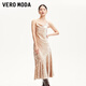 VEROMODA連衣裙2025新款絲絨吊帶收腰亮閃面料不規則裙擺長(cháng)裙氣質(zhì) 自然色 160/80A/S