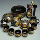 器美優(yōu)品 建盞鑲鎏金茶具套裝曜變天目釉功夫茶具陶瓷茶壺茶杯整套禮品盒 9款祥龍鑲金建盞黑釉茶具14入
