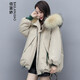 佰藍(lán)嬌 羽絨棉服女中長(zhǎng)款2021冬季女裝冬裝新款韓版寬松女士連帽大毛領(lǐng)派克服棉衣棉襖加厚冬天襖子外套 米白色 M（推薦116-125斤）