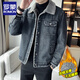 羅蒙秋冬季夾克男加絨加厚翻領(lǐng)上衣男保暖商務(wù)休閑時(shí)尚青年牛仔外套男 灰色 XL