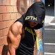 2021 肌肉運動(dòng)健身馬甲男士無(wú)袖連帽背心夏季坎袖帽衫坎肩薄款衛衣 黑色金標 XL