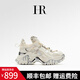 HR【液態(tài)金屬】赫蓮娜老爹鞋2025新款女鞋真皮網(wǎng)面透氣休閑小白鞋 米白色 37
