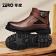 零度尚品Zero馬丁靴男2025秋冬新款英倫風(fēng)工裝靴復(fù)古高幫棉鞋增高舒適男靴 棕色 41
