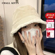 CHALL KITTY女士毛線帽子冬季加厚加絨漁夫帽保暖帽針織帽2025新款送女友老婆 米色-高端品牌禮盒裝高檔高級感