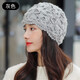 NZTK 帽子冬女手工針織帽2021年秋冬季女士洋氣時(shí)尚新款毛線(xiàn)帽 MT616 灰色 55-59CM