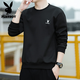 花花公子（PLAYBOY）長(cháng)袖t恤男士春秋款新款潮流圓領(lǐng)寬松高端衛衣男休閑上衣打底衫男 黑色 Q-ZHONDHH121 3XL