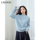 LAGOGO【抗起球】拉谷谷彩點(diǎn)紗線(xiàn)毛衣女2024冬新款寬松針織上衣 淺藍色 M