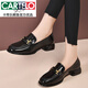 卡帝樂(lè )鱷魚(yú)（CARTELO）漆皮樂(lè )福鞋女2025秋季真皮女鞋粗跟小皮鞋春秋款軟底中跟單鞋新品 黑色 39