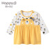 哈貝比女童連衣裙公主裙春裝小女孩長(cháng)袖兒童連衣裙2021新款春季1-3歲女寶寶裙子 黃色 110(3-4歲)