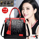 北狐歐美風(fēng)女包真皮大氣職業(yè)白領(lǐng)女包新款大容量高級女手提包時(shí)尚女士 紅色字母真皮授權