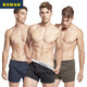 BXMAN寬松男士?jì)妊澞衅浇茄澕兠掎樋棸⒘_褲中腰短褲彈力四角褲加大碼 3條裝Y125 M (100-130斤)