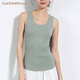 正錦 女士背心 無(wú)痕修身打底汗衫 夏季休閑內搭吊帶工字高彈力緊身無(wú)袖T恤內衣 有加大碼 女圓領(lǐng)復古綠 2XL（收藏優(yōu)先出庫）