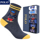 POLO官方6雙\盒襪子男歐美英倫較厚棉襪卡通熊仔中筒襪秋冬季男襪 型號【8574】六色 6雙 均碼39-44碼鞋合適