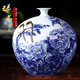 loyo 景德鎮(zhèn)陶瓷器名家手繪青花瓷石榴花瓶插花藝新中式古典家居客廳收藏裝飾品電視柜擺件酒柜工藝品 黃小玲青花花開富貴石榴瓶+名家手繪+收藏證書