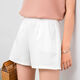 雪紡短褲女夏新款韓版高腰薄款學(xué)生大碼顯瘦a字闊腿寬松熱褲 白色 （后拉鏈款） M
