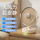 曼宿雷頓 風扇小風扇桌面小型電風扇usb充電辦公室學生宿舍床頭靜音迷你便攜臺扇搖頭大風力車載戶外 米色充電款【帶香薰盒丨10檔風力丨自動搖頭】