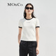 MO&Co.撞邊圓領(lǐng)字母組合標語(yǔ)印花修身短袖T恤美式上衣上裝摩安珂新年紅 米杏色 S 160