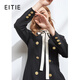 愛(ài)特愛(ài)（EITIE）秋冬新款職業(yè)通勤氣質(zhì)翻領(lǐng)雙排扣修身顯瘦連衣裙6007734 黑色 M 160