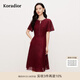 珂萊蒂爾2025年夏季新款優(yōu)雅浪漫淑女風(fēng)蕾絲氣質(zhì)連衣裙女 深紅色 L