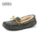 OZZEG澳洲豆豆鞋女冬季加絨保暖真皮棉鞋羊皮毛一體毛毛厚底防滑孕婦鞋 灰色 39