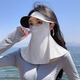 目丸冰絲遮陽(yáng)面罩女夏季防紫外線(xiàn)騎車(chē)護脖子防曬帽口罩一體薄款臉基尼 月光灰-護頸款