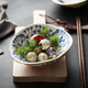 君躍餐具 日式陶瓷手繪異形不規(guī)則甜品碗小菜碗高顏值好看的小碗日韓料理特色餐廳商用餐具 手繪異形小缽?fù)?蘭草