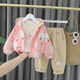 黑造【三件套】品牌女童套裝幼童衣服春秋款兒童外套春裝小孩嬰兒服裝 粉紅色 90尺碼建議1-2歲(80-90cm)