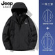 JEEP SPIRIT沖鋒衣男女三合一春秋冬季可拆卸連帽登山情侶機(jī)能夾克外套上衣 黑色【三合一】 3XL 【建議155-170斤】