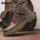 GIUENG品牌輕奢男靴冬季男士休閑皮靴男保暖馬丁靴男加絨工裝雪地靴男 棕色 單層 【高端男靴】 40 【材質(zhì)加強】
