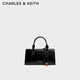 CHARLES&KEITHkerry單肩包簡(jiǎn)約掛飾手提斜挎包女生日禮物CK2-30271481 Black黑色 小包