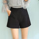 雪紡短褲女夏新款韓版高腰薄款學(xué)生大碼顯瘦a字闊腿寬松熱褲 黑色 （后拉鏈款） M