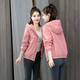 純信休閑女士連帽短外套女2025秋冬裝新款寬松百搭韓版時(shí)尚寬松夾克潮 皮粉色 XL 推薦115-125斤