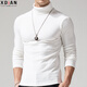 續點(diǎn)男士高領(lǐng)打底衫男棉長(cháng)袖t恤加厚保暖上衣修身緊身男彈力秋冬季潮 白色 L碼（118-135斤左右）