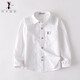 功夫螞蟻男童純棉長(cháng)袖白襯衫兒童正裝校服男孩襯衣中大童演出服打底衫上衣 小螞蟻-白色 150