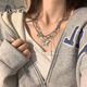 米小渲雙層疊戴蝴蝶鏈條項(xiàng)鏈女ins嘻哈潮酷辣妹衛(wèi)衣鏈配飾設(shè)計(jì)感鎖骨鏈 雙層疊戴蝴蝶項(xiàng)鏈