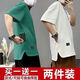 YRYQ男士短袖圓領(lǐng)夏季純色寬松大碼T恤隱藏式口袋華夫格清涼透氣 綠色+白色【兩件裝】 3XL【建議150-165斤】
