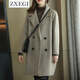 ZXEGI高端女裝外套2025年新款100%羊毛雙面毛呢大衣女中長款小個子顯瘦 奶燕麥 M