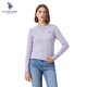U.S. POLO ASSN.保羅針織衫秋冬季長(cháng)袖T恤保暖羊毛衫打底衫時(shí)尚百搭 淡雅紫003【圓領(lǐng)】 S