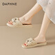 達芙妮（DAPHNE）平底拖鞋女2025新款夏季白色軟底法式女士氣質(zhì)絕美涼拖外穿 黃色(跟高2厘米) 37標準碼
